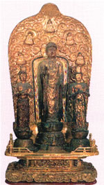 善照寺の銅造阿弥陀如来及び両脇侍立像の写真