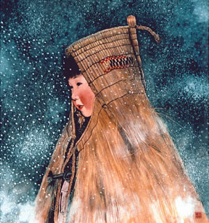 「雪国のわらべ」筆者画