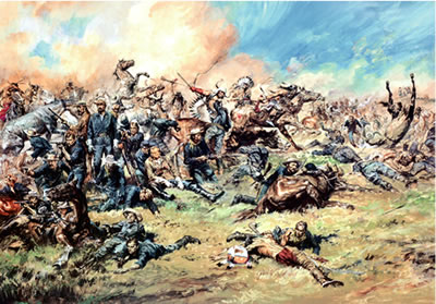 「リトルビックホーンの戦い 第七騎兵隊の悲劇」荷義之画の絵
